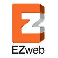 EZwebのロゴ。オレンジ色の文字で'EZ'の形が強調されているデザイン。