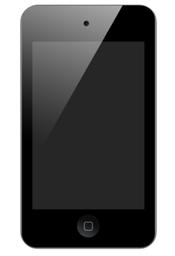 黒いタッチスクリーンのiPod nano第6世代の正面画像。