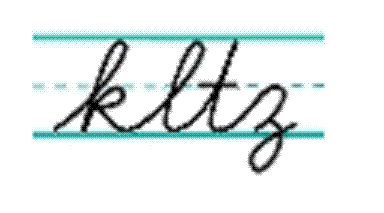 手書き風のフォントで書かれた「kltz」という文字が、青いラインの上に描かれています。